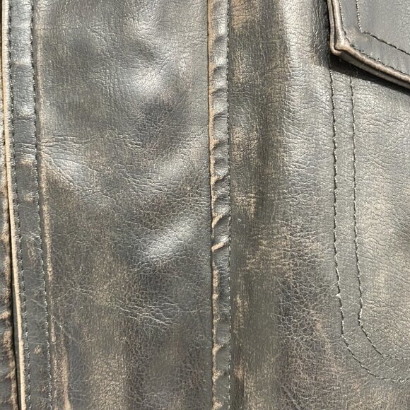 Levi's Faux Leather Distressed Aviator Jacket Pockets Vent Brown Size X Large XL - Picture 7 of 16